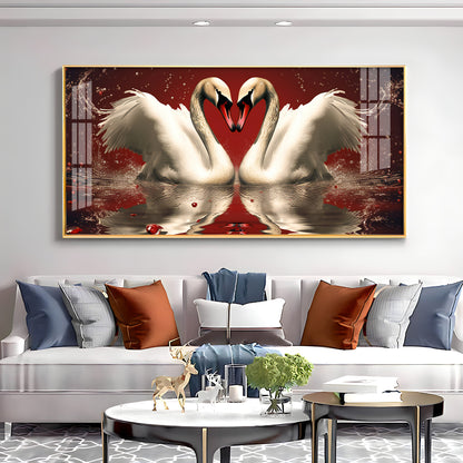 Vibrant Two Swan Premium Acrylic Horizontal Wall Art