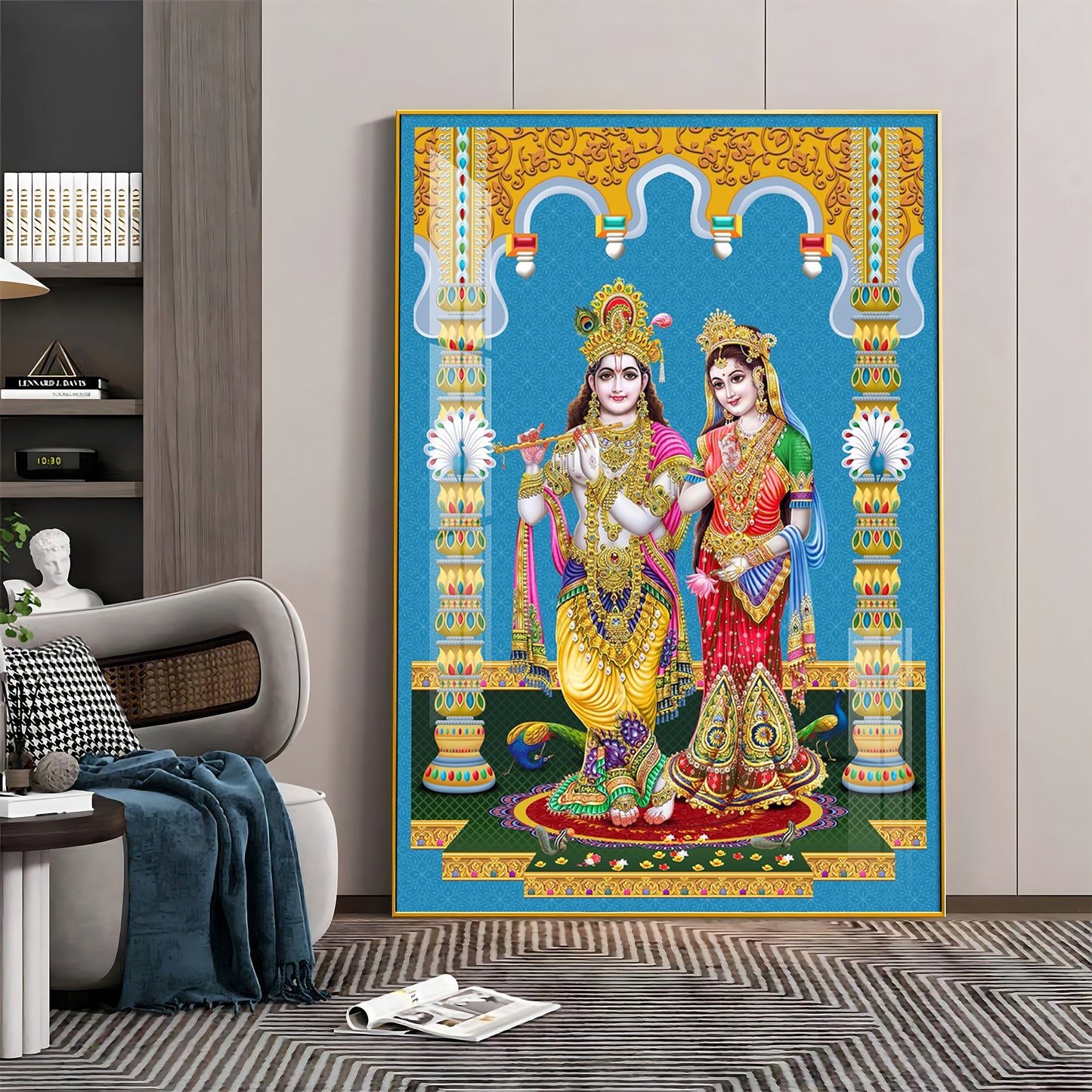 Divine Radha and Krishna Premium Acrylic Vertical Wall Art