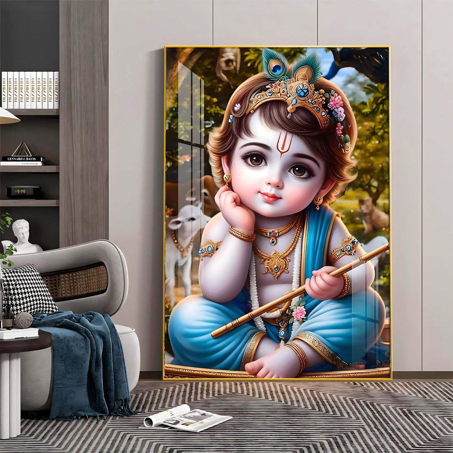 Little Krishna Reverberations Premium Vertical Acrylic Wall Art