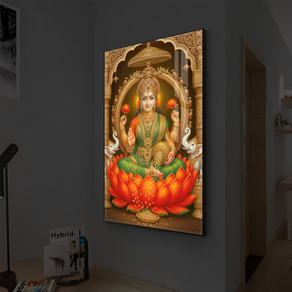 Mahalaxmi Ji Modern Luxury Backlight Vertical Wall Art