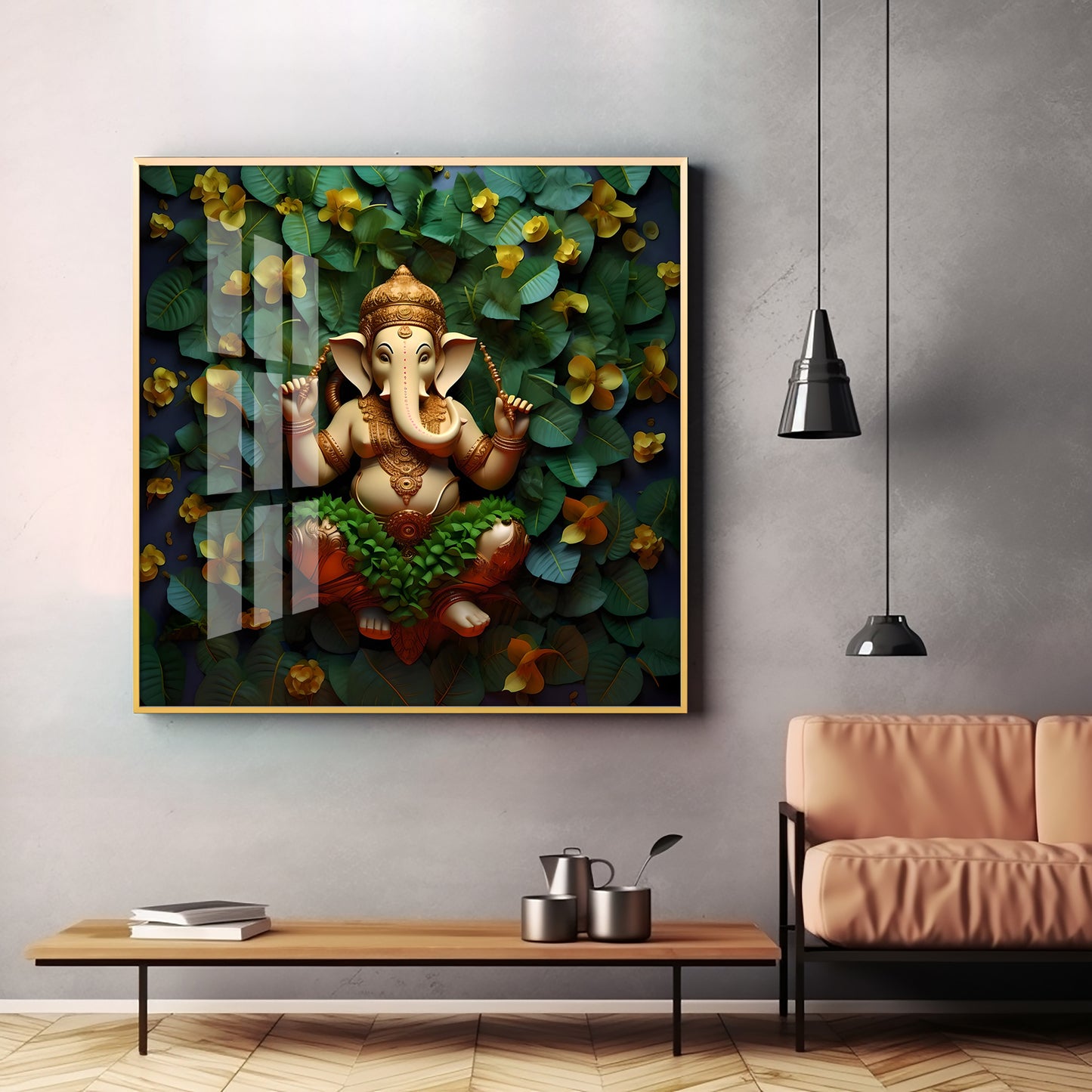 Eco-Friendly Ganpati Premium Acrylic Square Wall Art