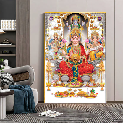 Goddess Maha Laxmi Ji With Conch Premium Acrylic Vertical Wall Art