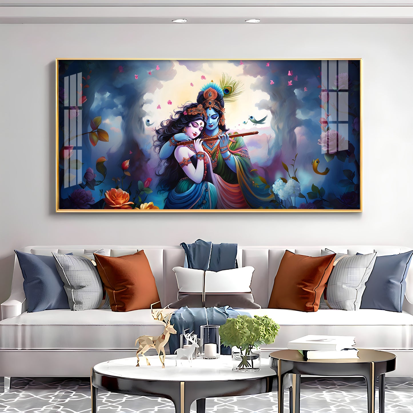 Astounding Love Of Radha Krishna Premium Acrylic Horizontal Wall Art