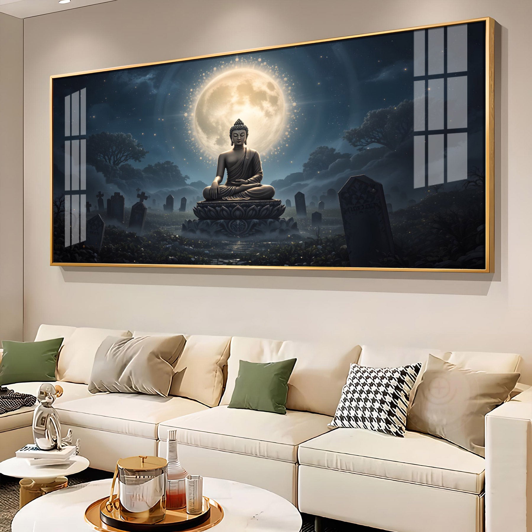 Calm Reflections Of Buddha Premium Acrylic Horizontal Wall Art
