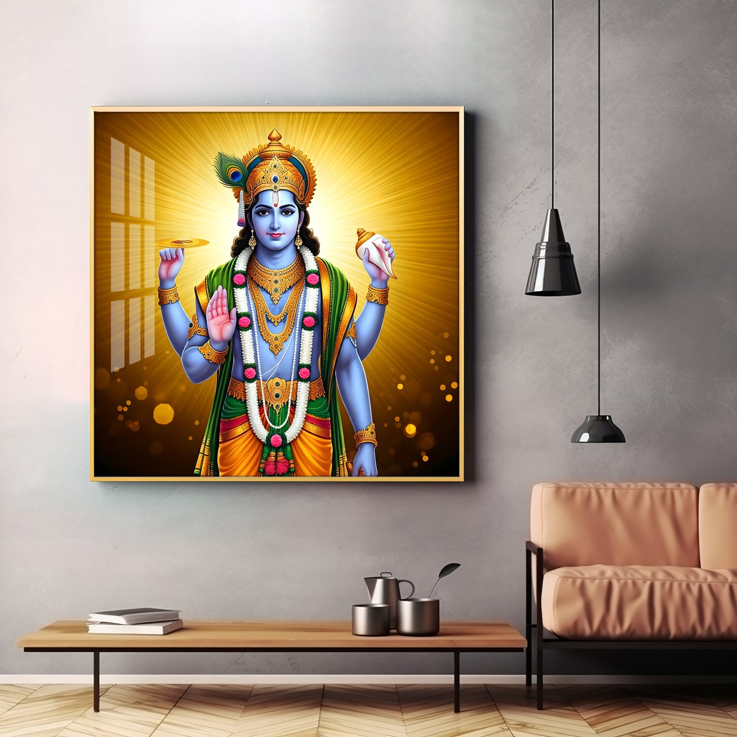 Ethereal Presence Of Lord Krishna Premium Acrylic Square Wall Art