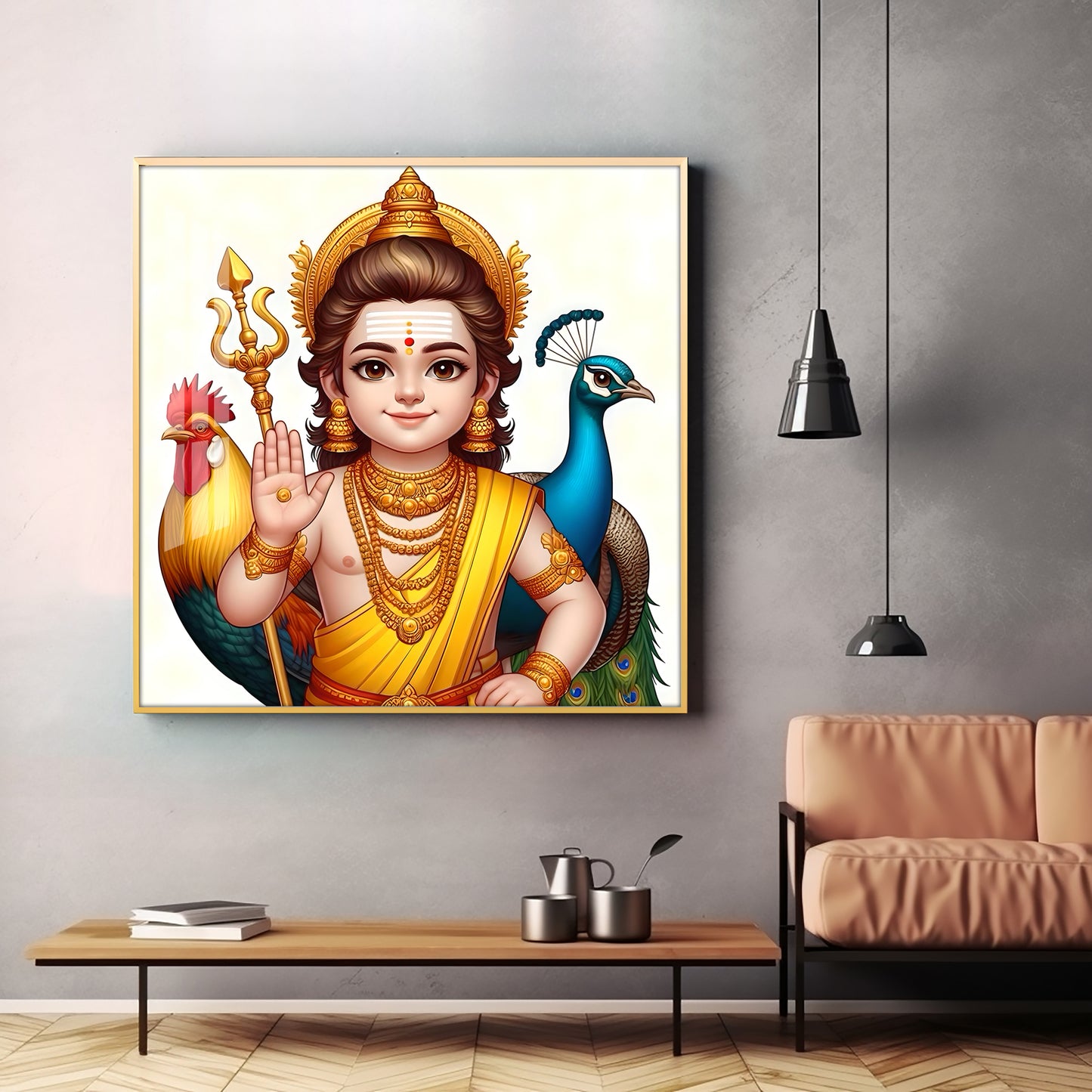 Lord Murugan Premium Acrylic Square Wall Art