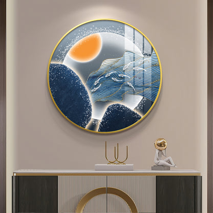 Glacier Koi Fish Premium Acrylic Round Wall Art