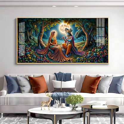 Krishna Radha Colorful Painting Premium Acrylic Horizontal Wall Art