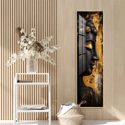 Golden Meditating Buddha Premium Acrylic Vertical Wall Art