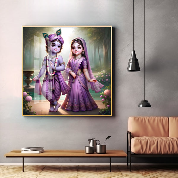 Buy Radha Krishna Bal Roop Premium Acrylic Square Wall Art Online ...