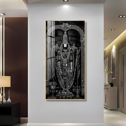 Tirupati Balaji In Charcoal & Graphite Finish Premium Acrylic Vertical Wall Art