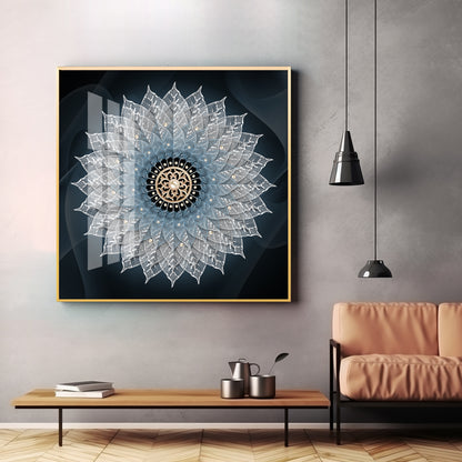 Crystal Flower Mandala Premium Acrylic Square Wall Art