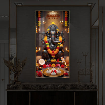 Shri Ganesh Ji Modern Luxury Backlight Vertical Wall Art
