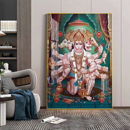 Celestial Guardian Lord Hanuman Premium Vertical Acrylic Wall Art