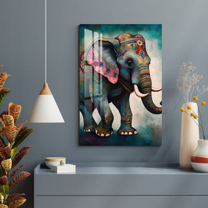 Embroidered Elephant Acrylic Wall Art