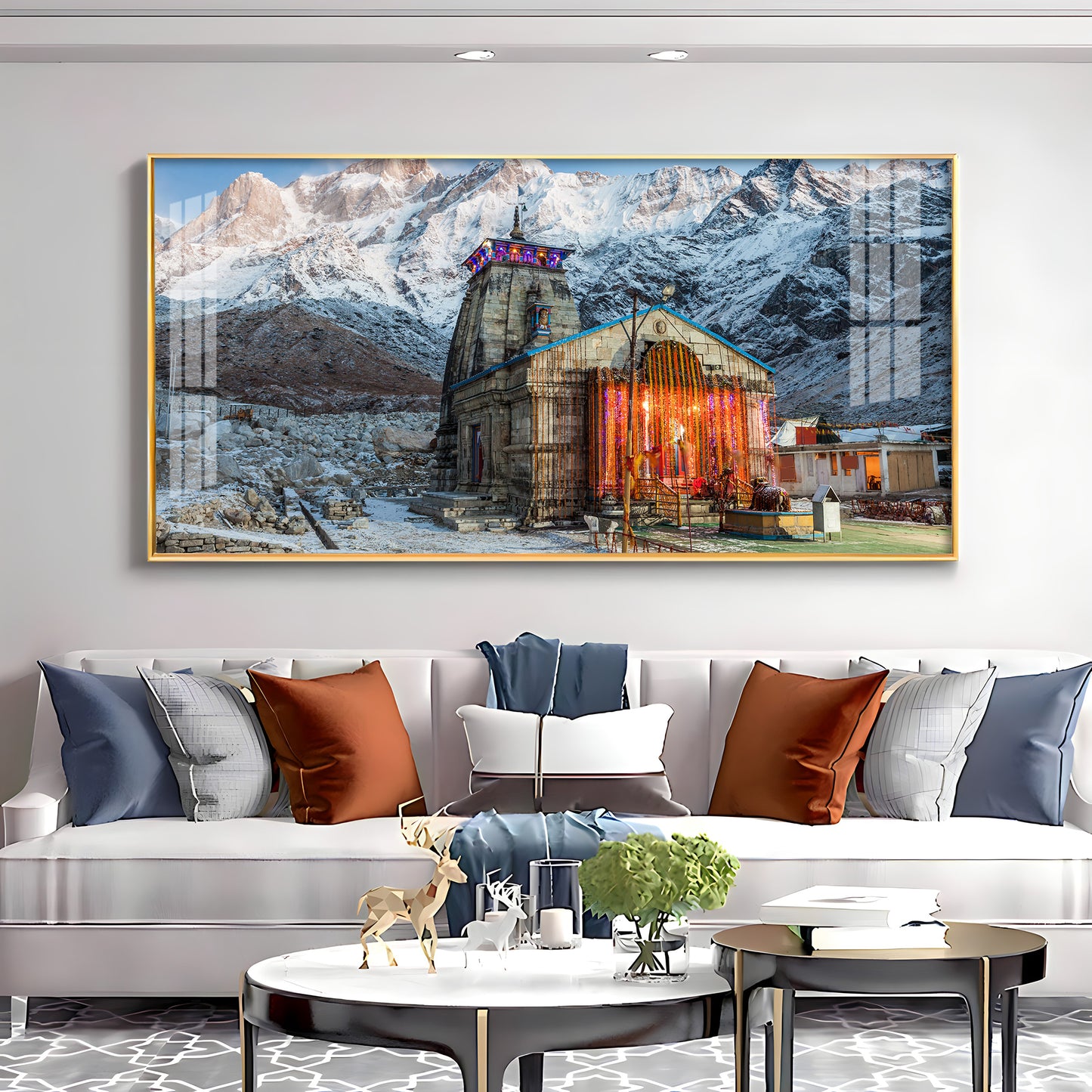 Holy Kedarnath Temple Premium Acrylic Horizontal Wall Art