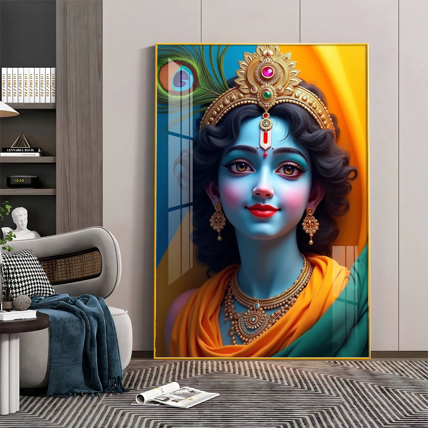 Krishna in Vivid Hues Premium Acrylic Wall Art