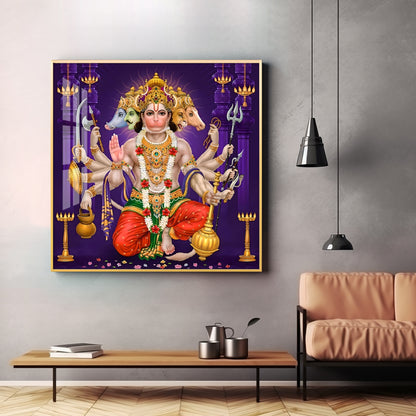 Divine Serenity Of Hanuman Premium Acrylic Square Wall Art