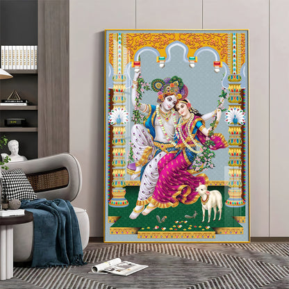 Sacred Radha and Krishna Premium Acrylic Vertical Wall Art