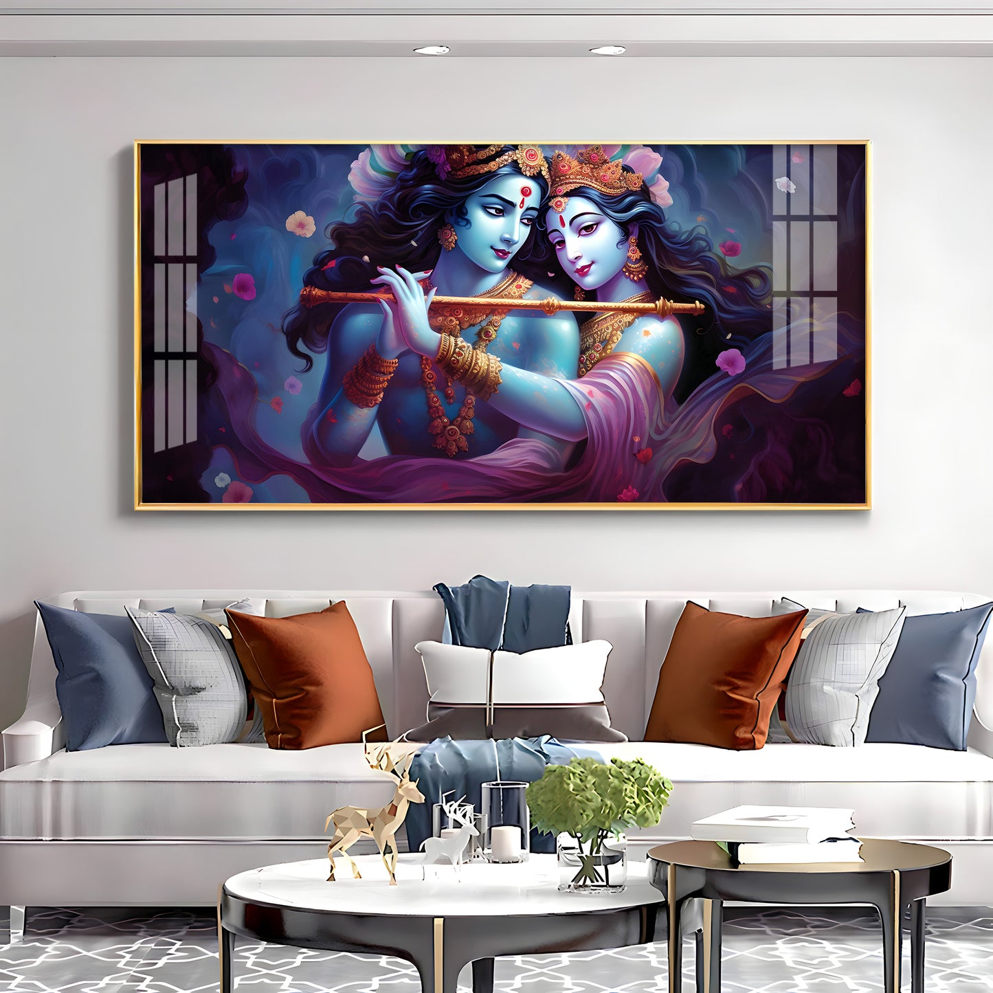 Radha Krishna Unforgetful Love Premium Acrylic Horizontal Wall Art