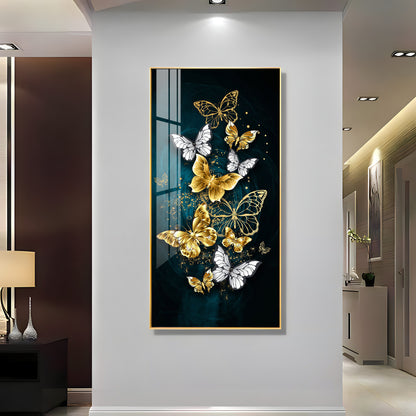 Golden & Silver Butterflies Luxury Crystal Wall Art