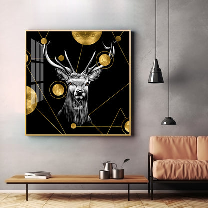 Light Luxury Elk Abstract Art Living Room Premium Acrylic Square Wall Art