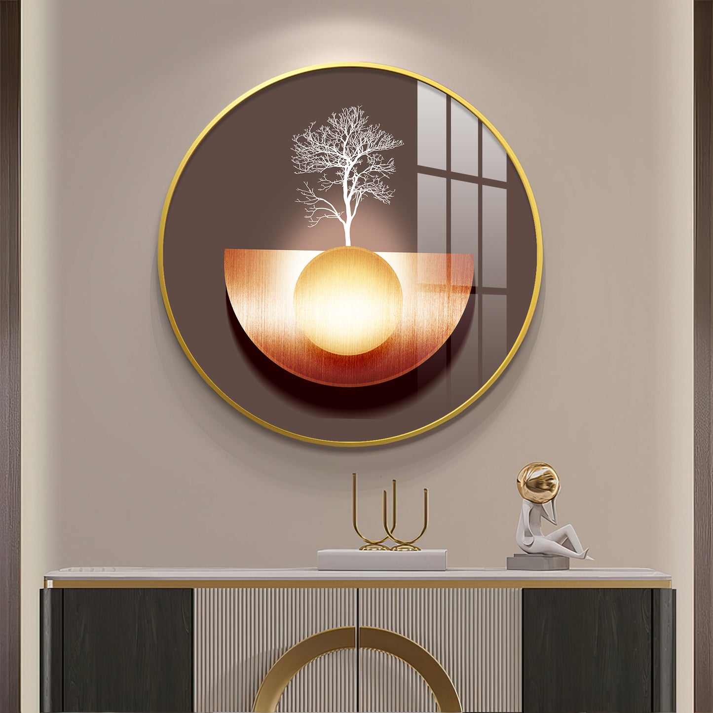 Reflective Arbor Premium Acrylic Round Wall Art