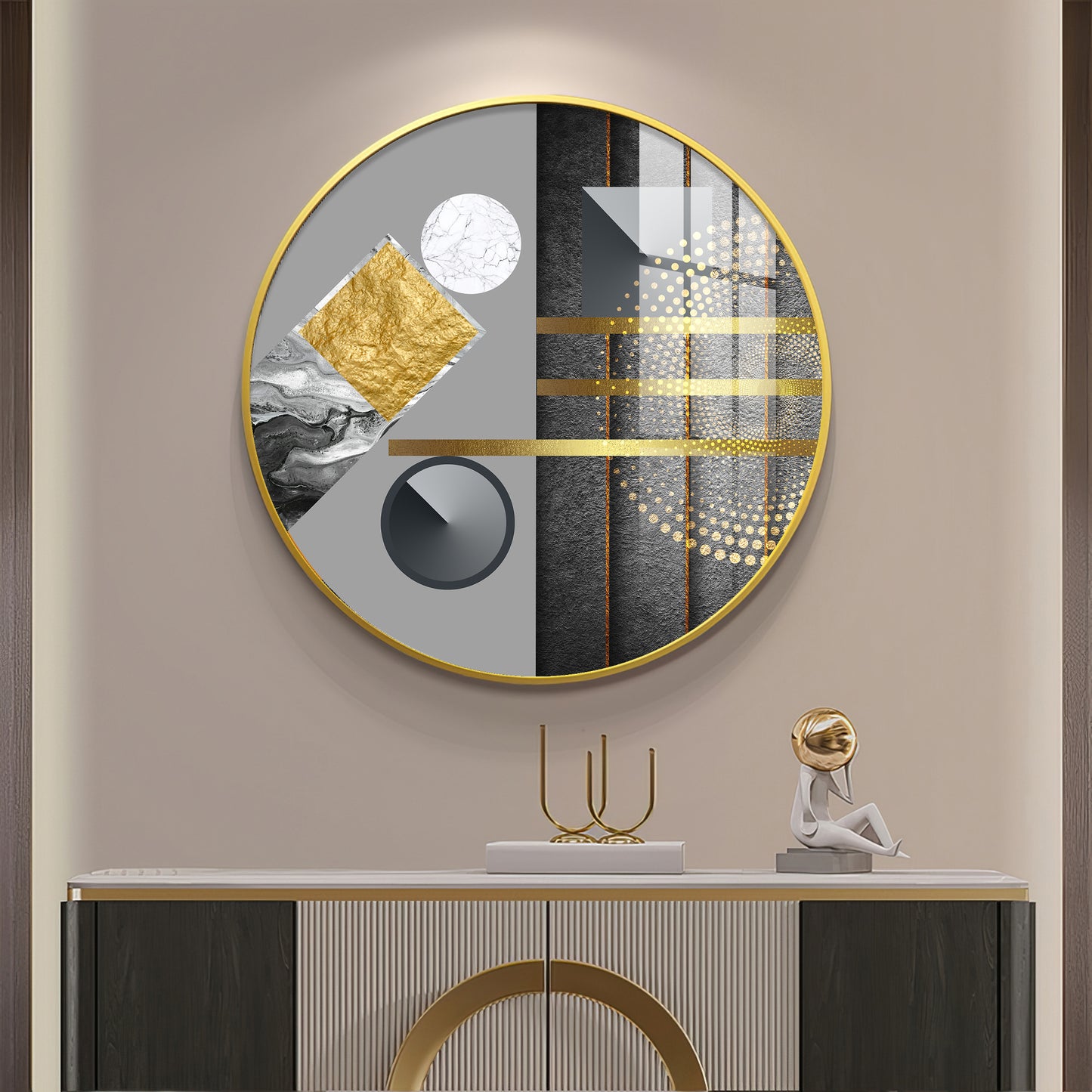 Geometric Elegance Premium Acrylic Round Wall Art