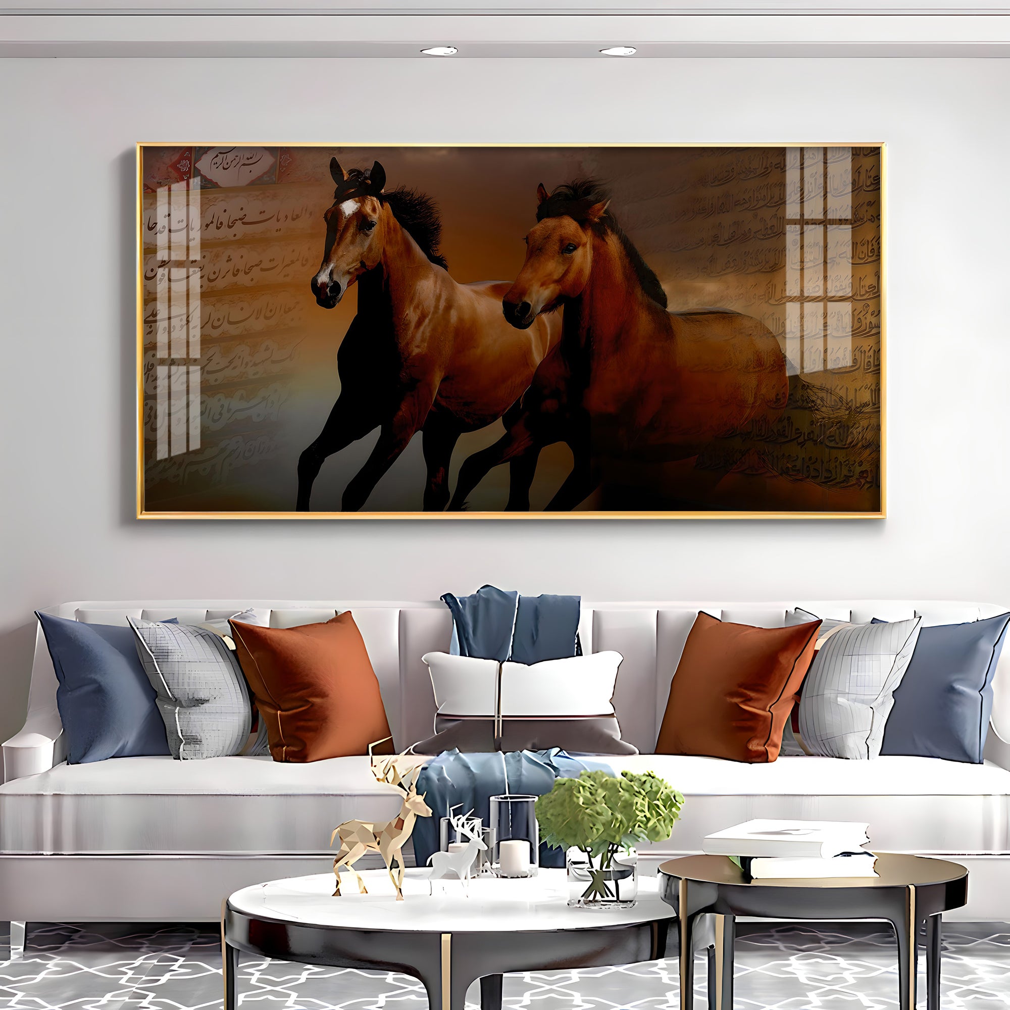 Arabic Horses Premium Acrylic Horizontal Wall Art