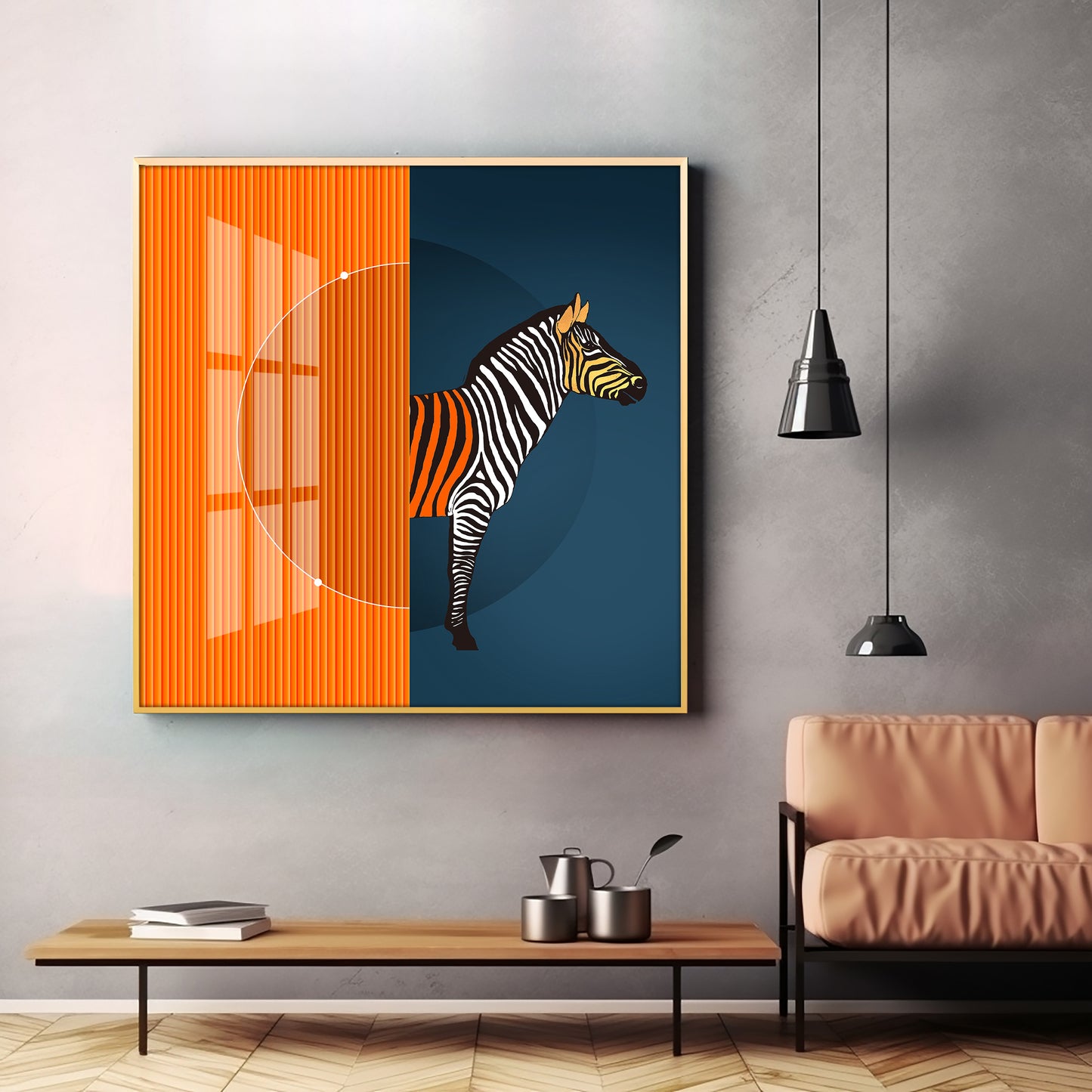 Zebra Abstract Geometric Premium Acrylic Square Wall Art