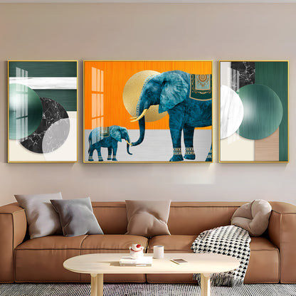 Mascot Elephant Premium Acrylic Wall Art (Set of 3)