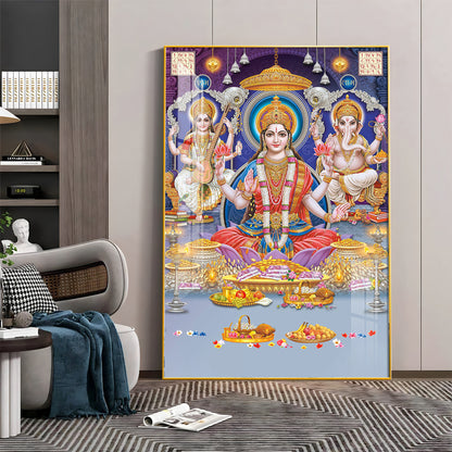 Spiritual Maha Laxmi Ji Premium Acrylic Vertical Wall Art