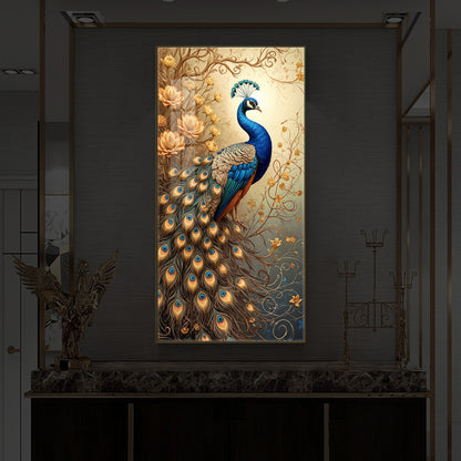 Beautiful Peacock Modern Luxury Backlight Vertical Wall Art