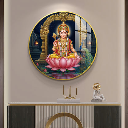 Goddess Laxmi Blessing Premium Acrylic Round Wall Art