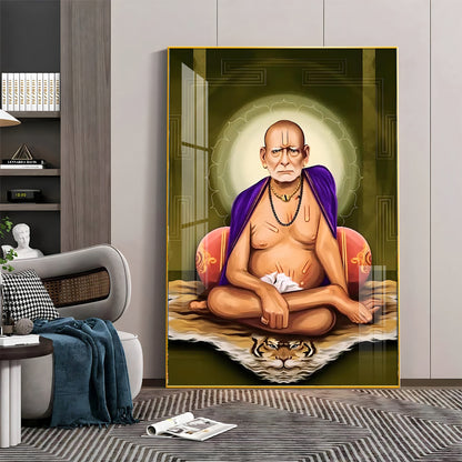 Contemplative Shri Swami Samartha Premium Vertical Acrylic Wall Art