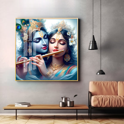 Beautiful Radha Krishna Premium Acrylic Square Wall Art