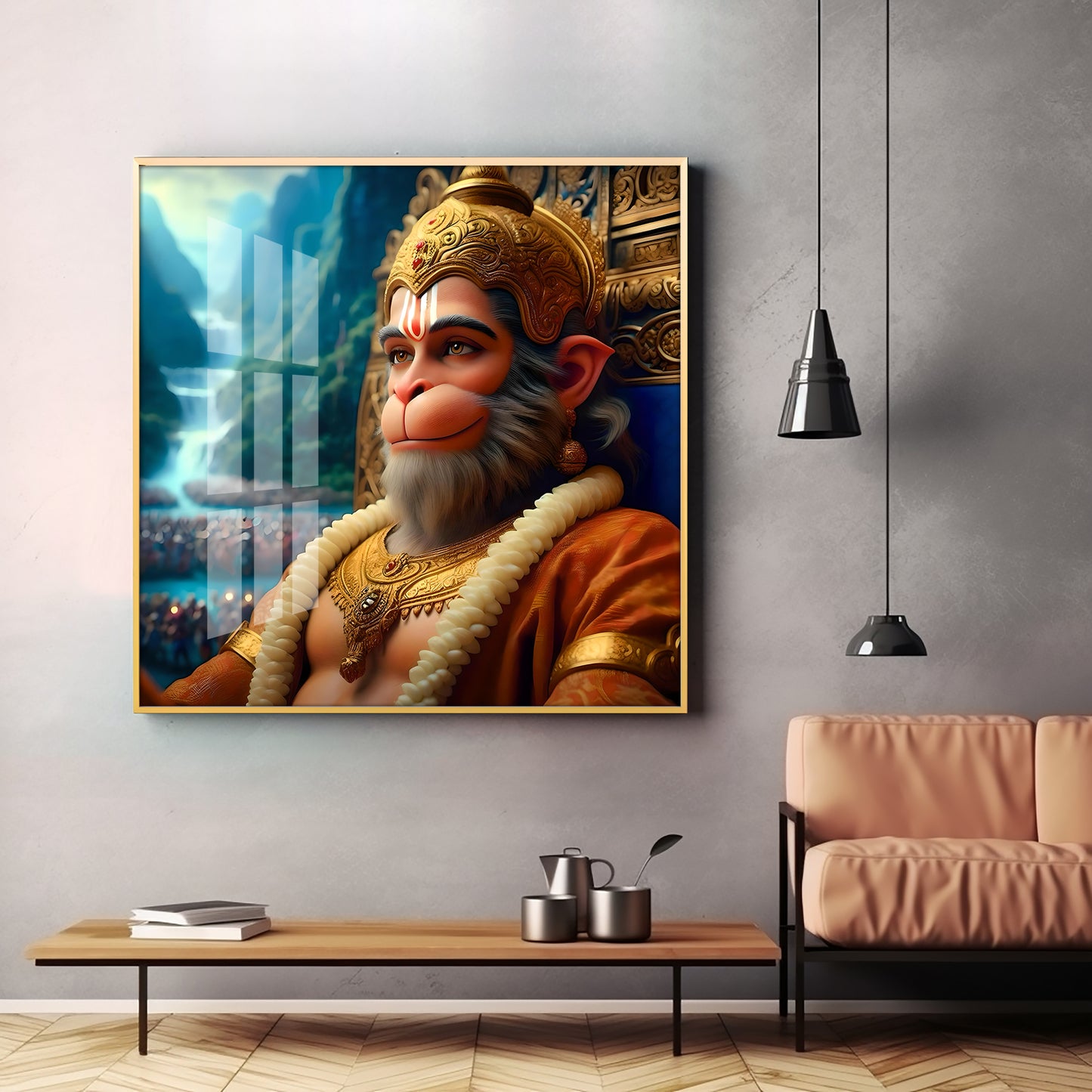 Legendary Hanuman Premium Acrylic Square Wall Art