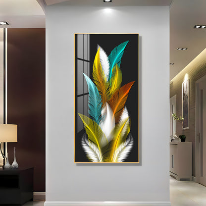 Sparkling Feathers Premium Acrylic Vertical Wall Art