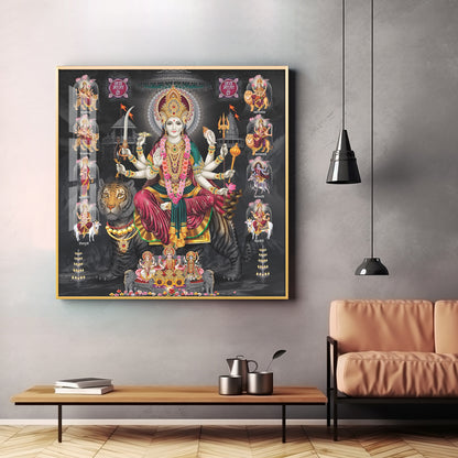 Goddess Durga Avatar Premium Acrylic Square Wall Art
