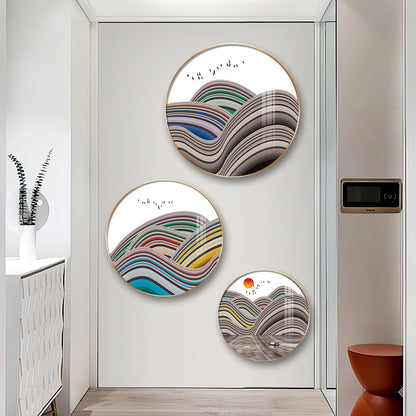 Flair Style Hills Premium Acrylic Round Wall Art (Set of 3)