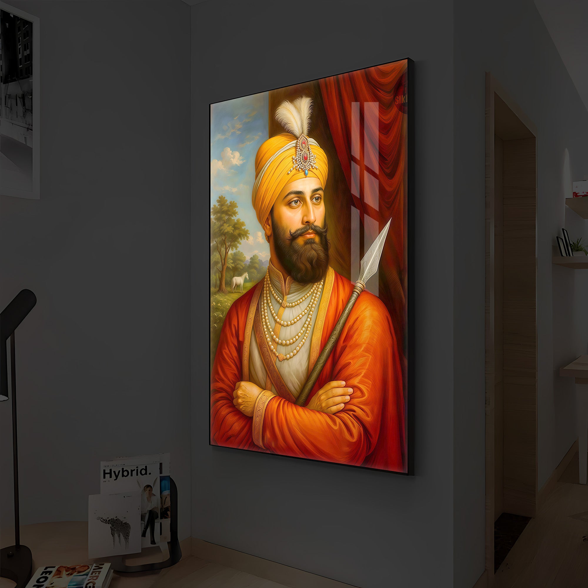 Prestigious Guru Gobind Singh Ji Modern Luxury Backlight Vertical Wall Art