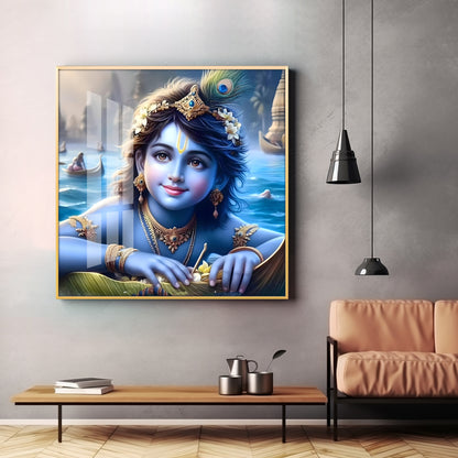 Little Krishna Premium Acrylic Square Wall Art