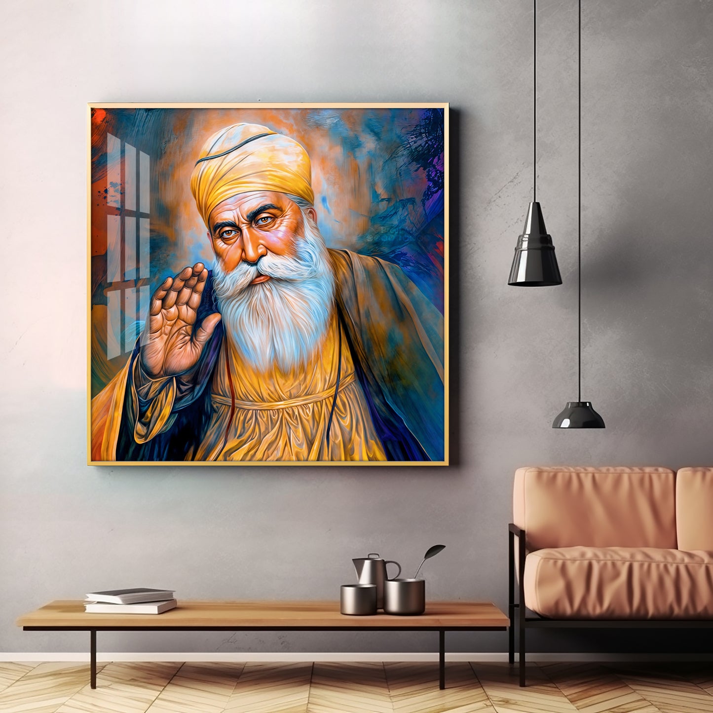 Abstract of Guru Nanak Dev Ji Premium Acrylic Square Wall Art