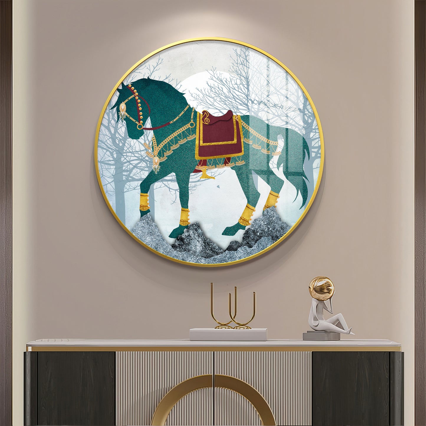 Horse Haven Premium Acrylic Round Wall Art