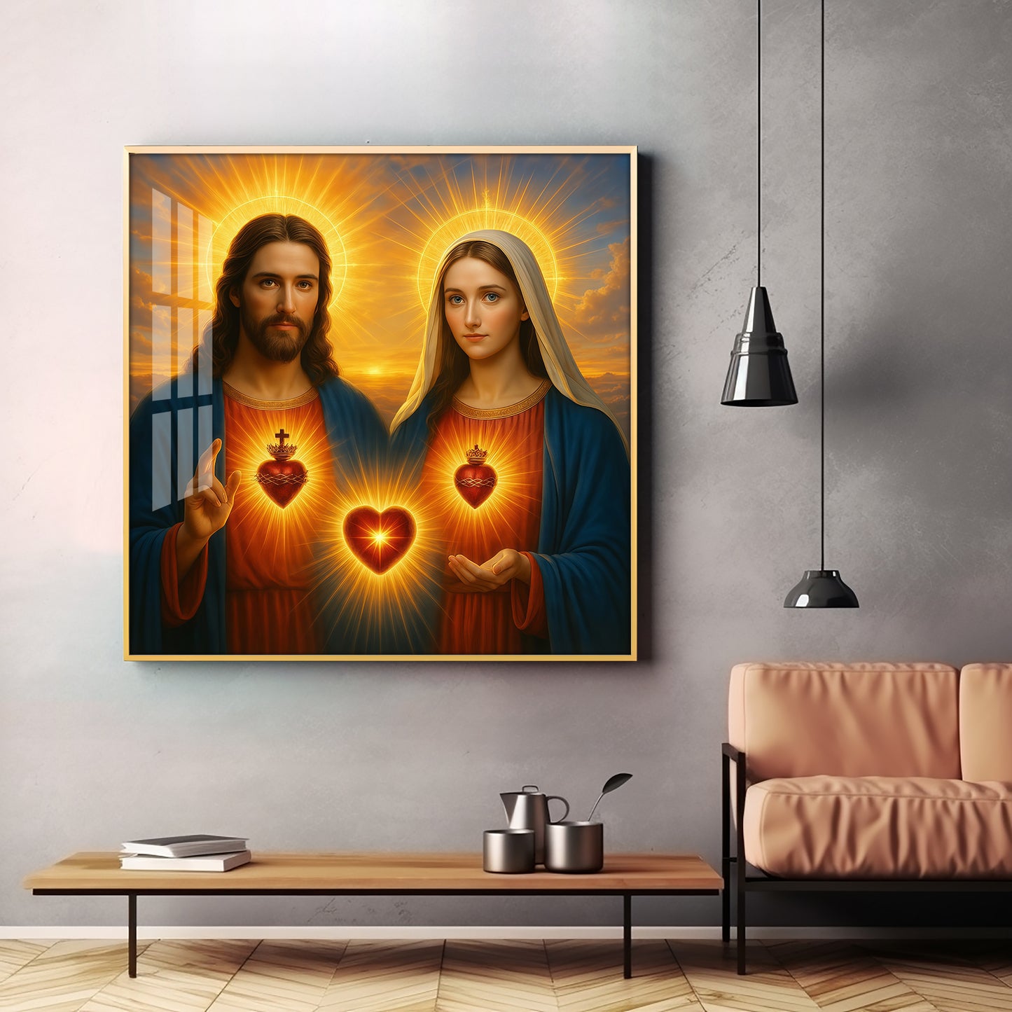 Most Sacred Heart of Jesus Premium Acrylic Square Wall Art