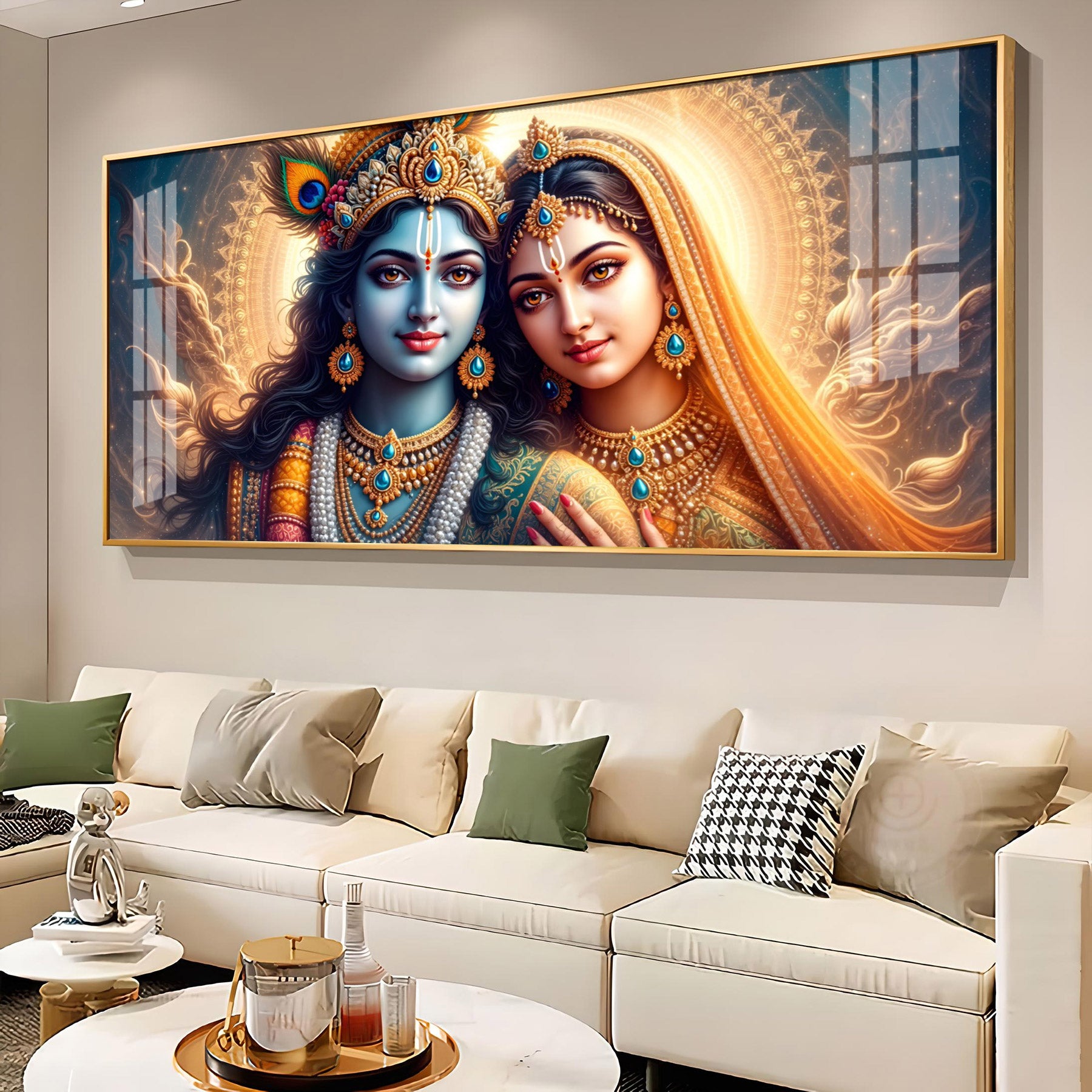 Krishna-Radha Masterpiece Premium Acrylic Horizontal Wall Art