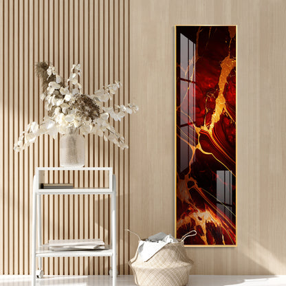 Abstract Vibrant Red & Gold Design Premium Acrylic Vertical Wall Art