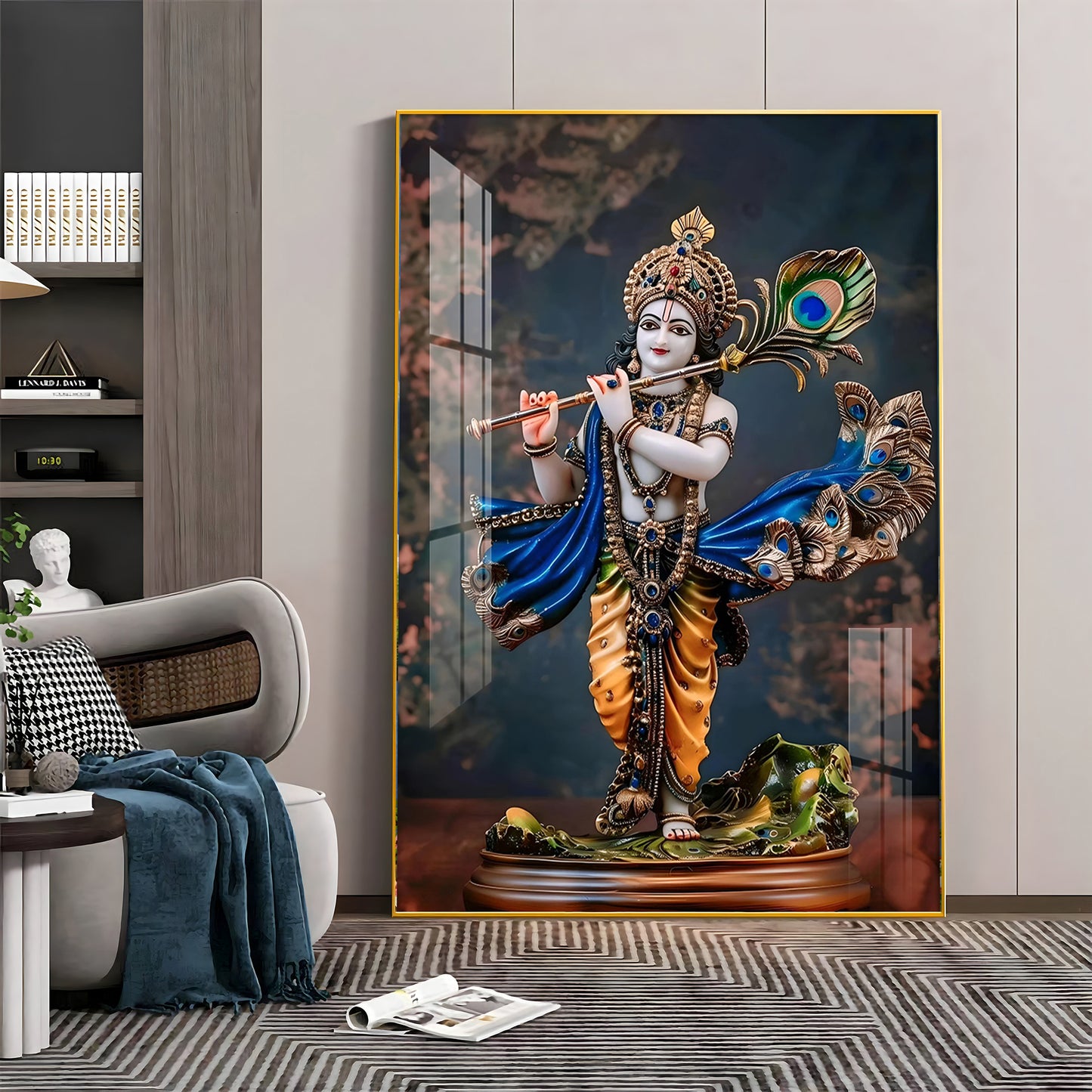 Divine Harmony Of Krishna Premium Vertical Acrylic Wall Art