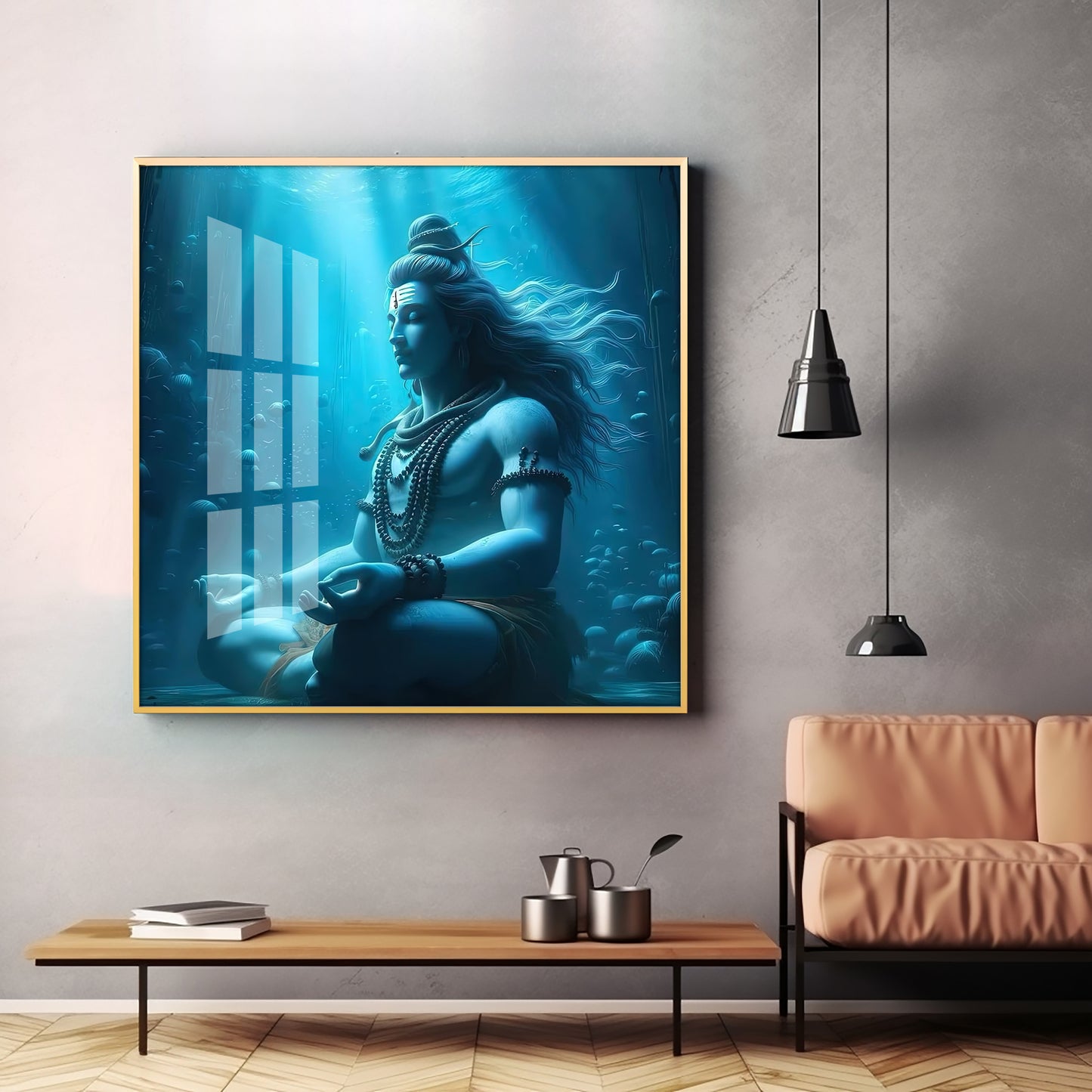 Meditating Shiva Premium Acrylic Square Wall Art