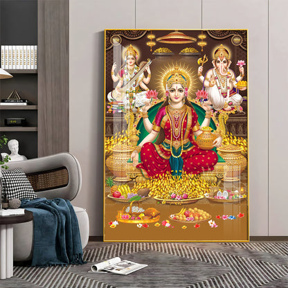 Goddess Maha Laxmi Ji Premium Acrylic Vertical Wall Art